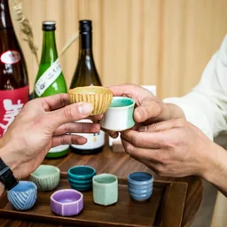 Pouring sake at a tasting